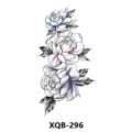 Waterproof temporary tattoo sticker featuring dark style floral peony design for body art. - XQB-296