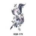 Watercolor unicorn tattoo sticker with elegant floral design in black and grey color. - Watercolor Unicorn (XQB-179)