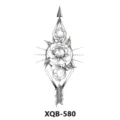 Adesivo per tatuaggio temporaneo con freccia geometrica floreale in bianco e nero. - XQB-580