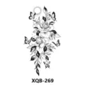 Waterproof black floral butterfly tattoo sticker, realistic rose and insect body art design variant. - XQB-269