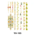 Foglio di adesivo per tatuaggio temporaneo metallico impermeabile con design floreale YH-105. - YH-105 / 210*148mm