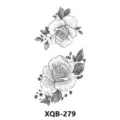 Black and white rose temporary tattoo sticker, realistic sketch floral body art design variant. - XQB-279