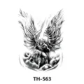 Adesivo per tatuaggio temporaneo in bianco e nero con design angelo guerriero e demone per corpo. - Stile Adesivo Tatuaggio (TH-563) / 210x148mm