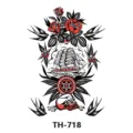 Adesivo per tatuaggio temporaneo impermeabile teschio rosa nave stile tradizionale vecchio - TH-718