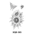 Adesivo per tatuaggio temporaneo floreale girasole in bianco e nero per arte del corpo - XQB-585