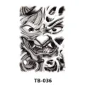 Adesivo per tatuaggio temporaneo per schiena intera con design di maschera Hannya in bianco e nero. - Motivo Hannya Meccanico (TB-036)