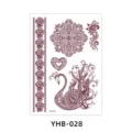 Autocollants de tatouage en dentelle de henné marron étanches art corporel design - YHB-028 Brun Rouge / 210x148mm