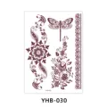 Autocollant de tatouage temporaire en dentelle de henné marron imperméable et écologique - YHB-030 Brun Rouge / 210x148mm