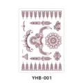 Autocollant de tatouage temporaire henné marron dentelle mandala art corporel feuille - YHB-001 Brun Rouge / 210x148mm