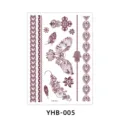 Feuille de tatouage temporaire henné marron avec dentelle, chouette et plume. - YHB-005 Brun Rouge / 210x148mm