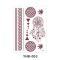 Brown Henna Temporary Tattoo Sticker Sheet Bohemian Dreamcatcher Tribal Design Sheet YHB-003 - YHB-003 Brown Red / 210x148mm