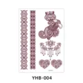 Brown henna lace temporary tattoo sticker waterproof floral body art transfer sticker - YHB-004 Brown Red / 210x148mm