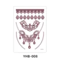 Waterproof brown henna lace temporary tattoo stickers body art jewelry sheet design. - YHB-008 Brown Red / 210x148mm