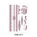 Brown henna temporary tattoo sheet featuring elegant elephant and lace patterns for body art - YHB-011 Brown Red / 210x148mm