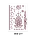 Brown henna lace temporary tattoo sticker with elephant mandala designs waterproof body art - YHB-019 Brown Red / 210x148mm