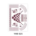Brown henna lace temporary tattoo sticker sheet variant featuring butterfly and chains design. - YHB-025 Brown Red / 210x148mm