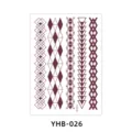 Brown geometric temporary tattoo sticker sheet waterproof body art lace design for women. - YHB-026 Brown Red / 210x148mm