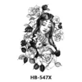Black and white floral rabbit tattoo sticker temporary tattoo body art waterproof transfer sticker - Woman Rabbit and Rose (HB-547X)