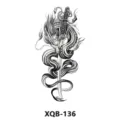Adesivo per tatuaggio temporaneo impermeabile con design di drago nero e spada da samurai. - xqb-136