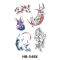 Waterproof temporary tattoo sticker featuring cute fantasy rabbit and moon designs for body art. - Fantasy Rabbit (HB-549X)