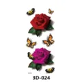 3D Papillon Rose Tatouage Temporaire Autocollant Imperméable Art Corporel pour Femmes - 3D-024