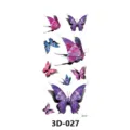 Autocollant de tatouage temporaire papillon 3D imperméable art corporel coloré pour femmes - 3D-027