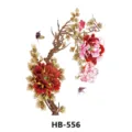 Colorful peony flower branch temporary tattoo sticker waterproof body art sexy sticker - Peony and Birds (HB-556)