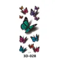 Autocollants de tatouage temporaire imperméables papillon coloré 3D pour femmes, art corporel réaliste. - 3D-028