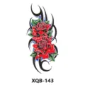 Adesivo per tatuaggio temporaneo impermeabile con rose rosse e motivi tribali XQB-143 - XQB-143
