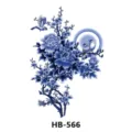 Blue and white porcelain tattoo sticker waterproof half arm peony bird temporary body art. - Blue and White Porcelain Flowers (HB-566)