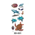 Autocollant de tatouage temporaire 3D avec des animaux marins réalistes comme les requins et tortues. - 3D-031