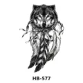 Waterproof wolf dreamcatcher temporary tattoo sticker for arm body art fashion design. - Wolf and Dreamcatcher (HB-577)