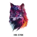 Waterproof galaxy wolf temporary tattoo sticker for men and women arm chest thigh body art - Starry Wolf (HB-578X)