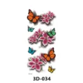 autocollant de tatouage temporaire 3d papillon imperméable fleurs art corporel - 3D-034