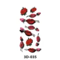 Sticker tatouage temporaire imperméable 3D avec roses et lèvres rouges pour femmes. - 3D-035