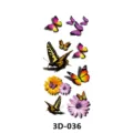 Autocollant Tatouage Temporaire Papillon 3D Imperméable, Feuille Art Corporel Floral. - 3D-036