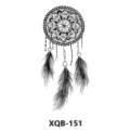 Adesivo tatuaggio temporaneo acchiappasogni variante totem piuma nero bianco design. - XQB-151