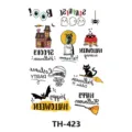 Halloween temporary tattoo sheet with cute cartoon ghosts cats witch and spooky party. - TH-423 / 210*148mm