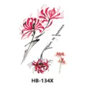 Wasserfeste temporäre Tattoo-Aufkleber mit roten Spinnenlilien und stilvollem Textdesign. - HB-134X / 210*148mm
