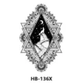 Schwarzer Wolf temporäres Tattoo Aufkleber geometrischer Mond Stern Arm Kunst wasserdicht - HB-136X / 210*148mm