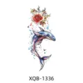Watercolour Whale Rose Temporary Tattoo Sticker, Colorful Arm Body Art Decal SKU XQB-1336 - Watercolor Whale Rose Style (XQB-1336)
