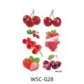 Waterproof red fruit temporary tattoo sticker set with cherry and strawberry designs. - WSC-28
