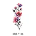 Waterproof temporary tattoo sticker featuring a colorful watercolor floral vine design. - Watercolor Purple Flower Vine (XQB-1176)