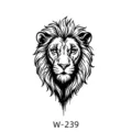 Sticker de tatouage temporaire lion noir minimaliste, variante de conception graphique d'art corporel. - W-239 / 60*80mm