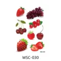 Colorful fruit temporary tattoo sticker sheet with strawberry grape cherry and raspberry designs. - WSC-030