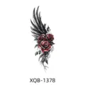 Black wing and red roses temporary tattoo sticker, waterproof body art transfer design. - XQB-1378 / 114*210mm