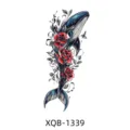 Temporary tattoo sticker featuring a majestic whale and vibrant red roses design for arm art. - Whale Rose Style (XQB-1339)