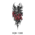 Waterproof temporary tattoo sticker featuring a Viking warrior and red roses design for men and women. - XQB-1380 / 114*210mm