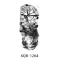 Black and white half arm wolf clock temporary tattoo sticker for men and women realistic design - XQB-1264
