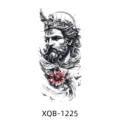 Waterproof temporary tattoo sticker for arms, featuring a Greek mythology king and red flower design. - Mythological Figure Red Flower Style (XQB-1225)